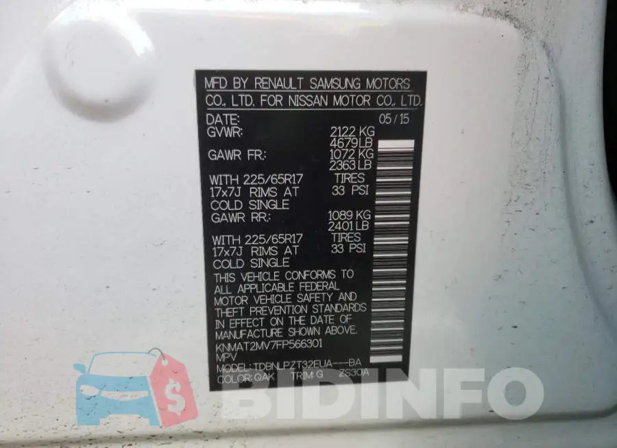 KNMAT2MV7FP566301 Photo# 10