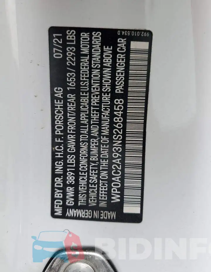 WP0AC2A93NS268458 Photo# 12