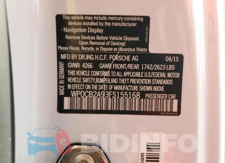WP0CB2A93FS155168 Photo# 12