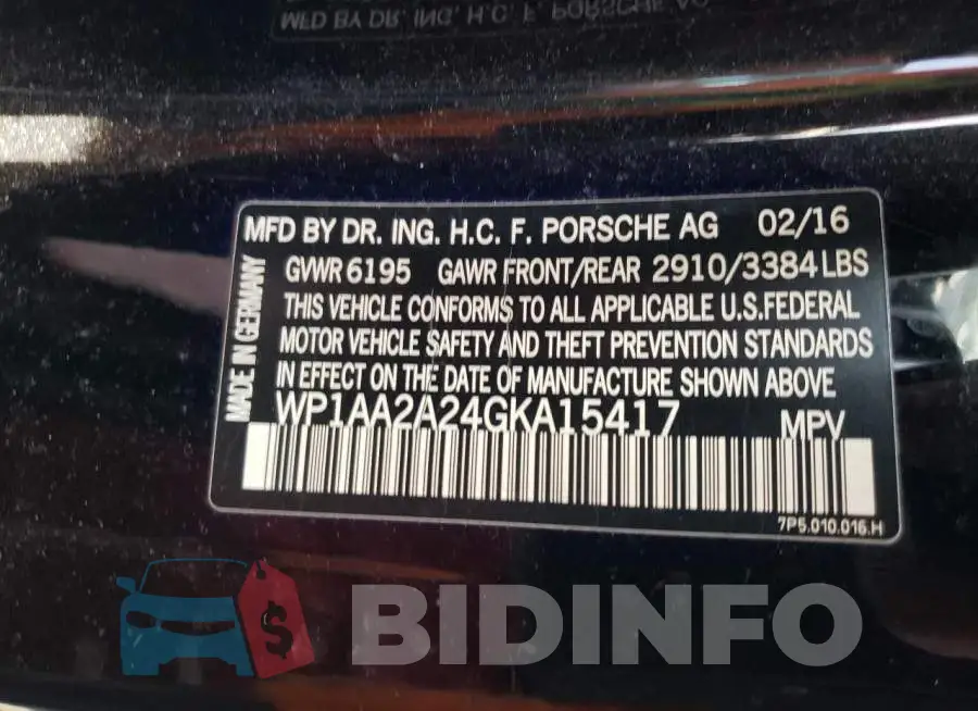 WP1AA2A24GKA15417 Photo# 10