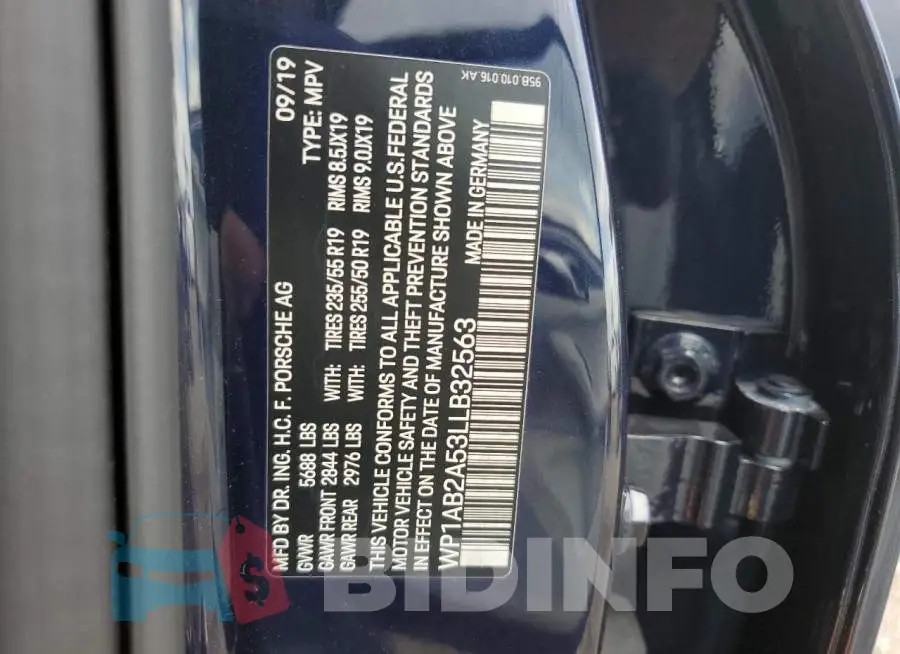 WP1AB2A53LLB32563 Photo# 13
