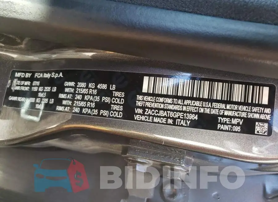 ZACCJBAT6GPE13964 Photo# 10