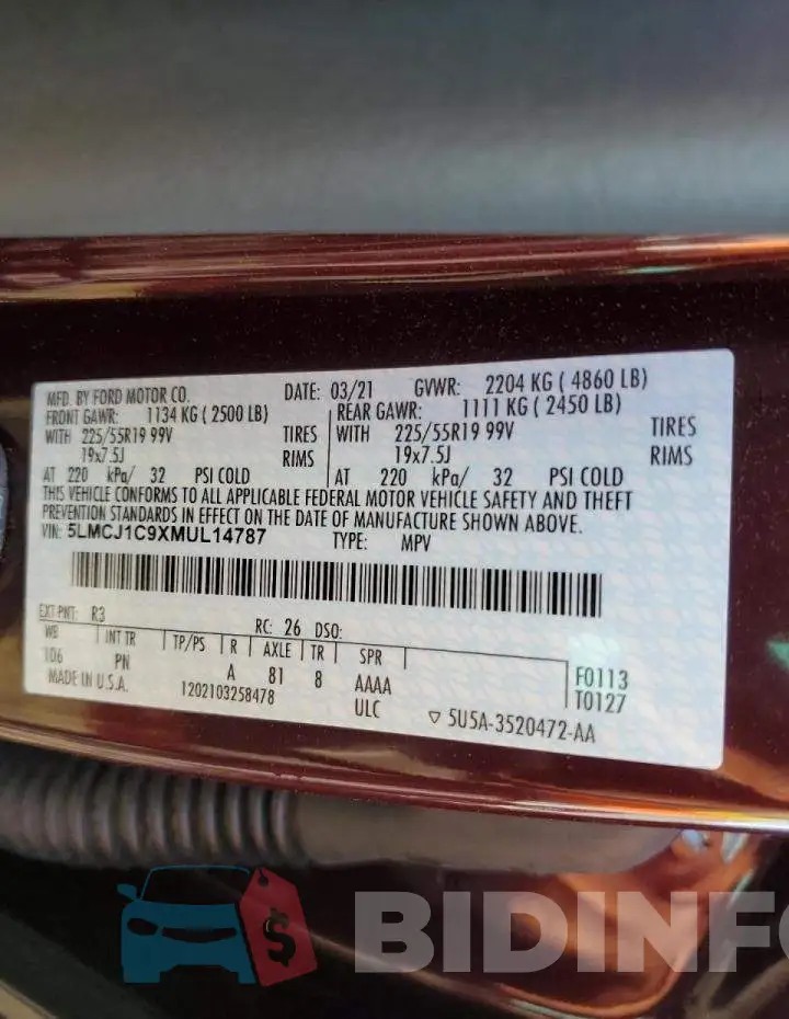 5LMCJ1C9XMUL14787 Photo# 10