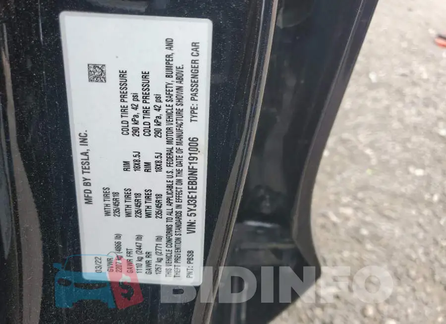 5YJ3E1EB0NF191006 Photo# 12