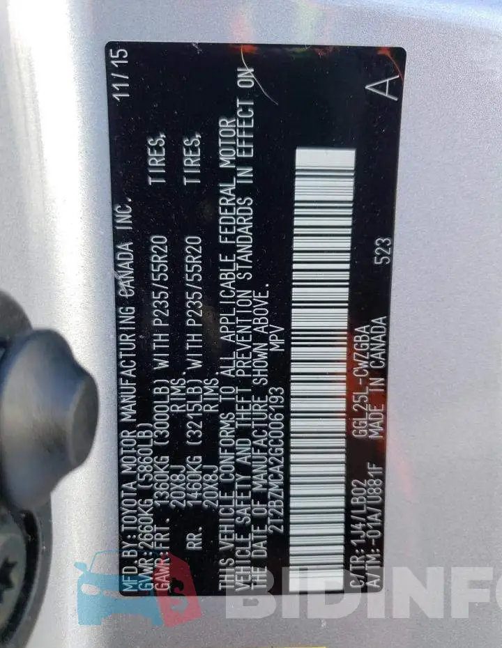 2T2BZMCA2GC006193 Photo# 13