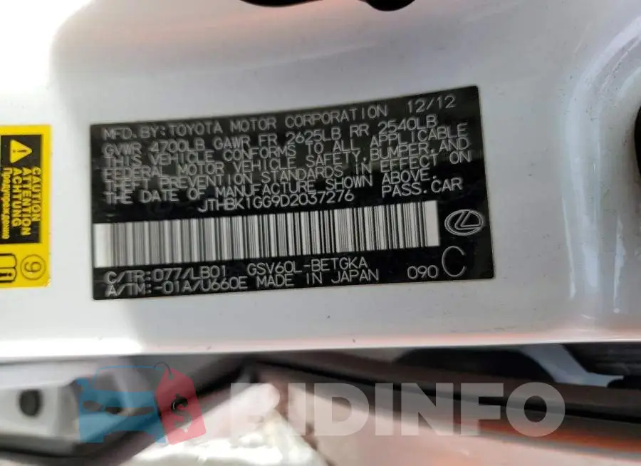 JTHBK1GG9D2037276 Photo# 12