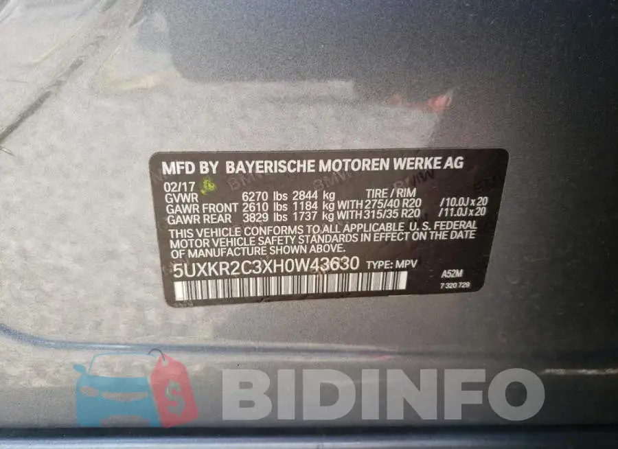 5UXKR2C3XH0W43630 Photo# 10