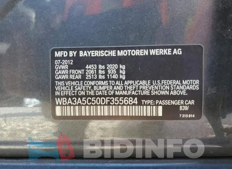 WBA3A5C50DF355684 Photo# 10