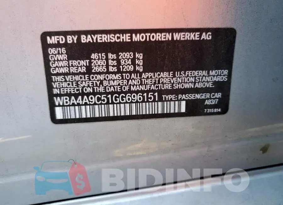 WBA4A9C51GG696151 Photo# 12