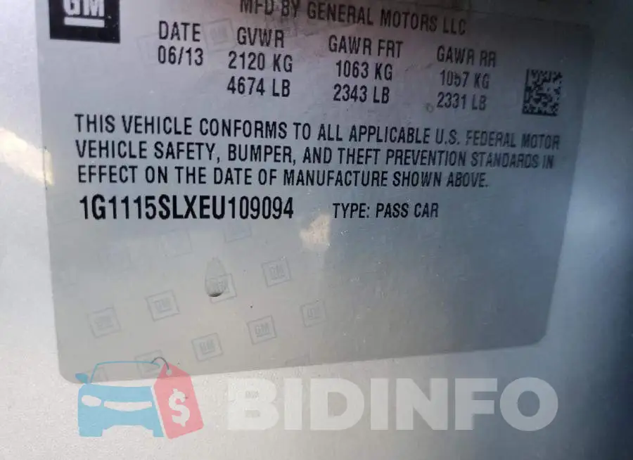 1G1115SLXEU109094 Photo# 10