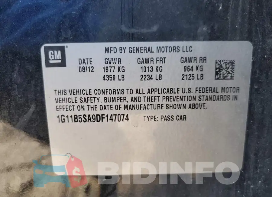 1G11B5SA9DF147074 Photo# 10