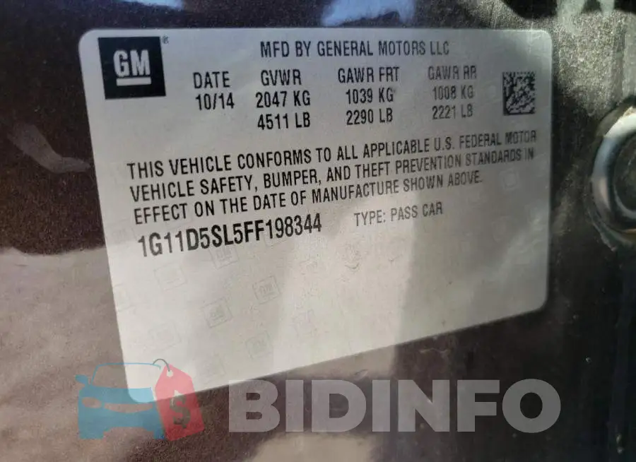1G11D5SL5FF198344 Photo# 10