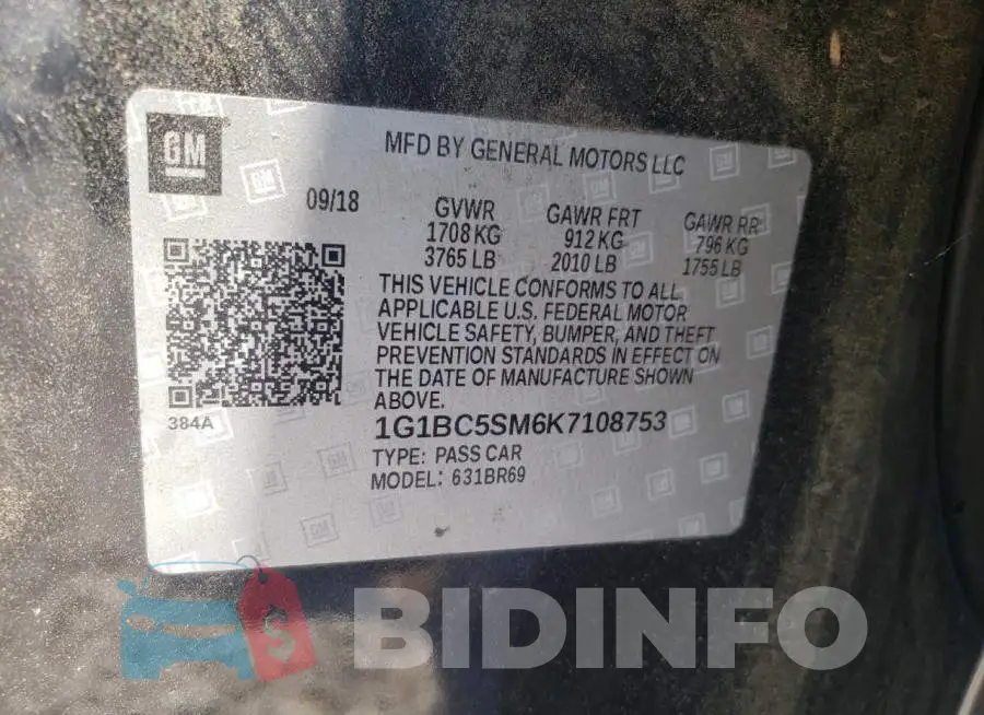 1G1BC5SM6K7108753 Photo# 10