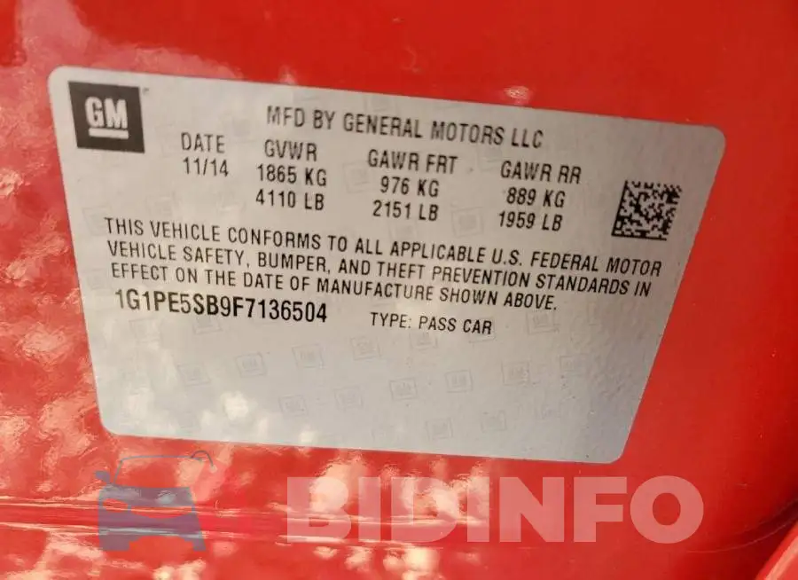 1G1PE5SB9F7136504 Photo# 12