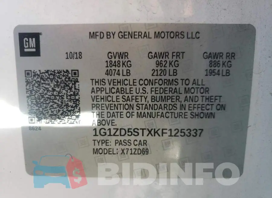 1G1ZD5STXKF125337 Photo# 10