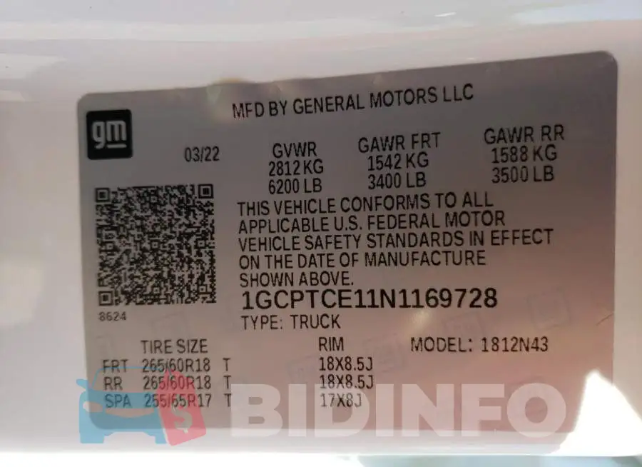 1GCPTCE11N1169728 Photo# 10