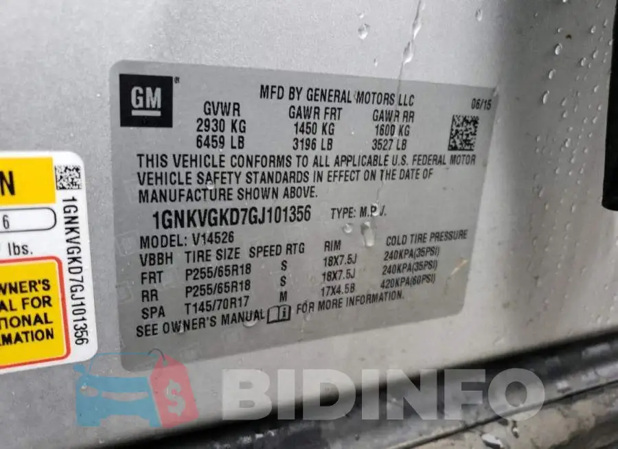 1GNKVGKD7GJ101356 Photo# 13