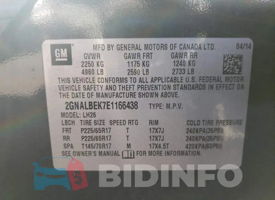 2GNALBEK7E1166438 Photo# 10