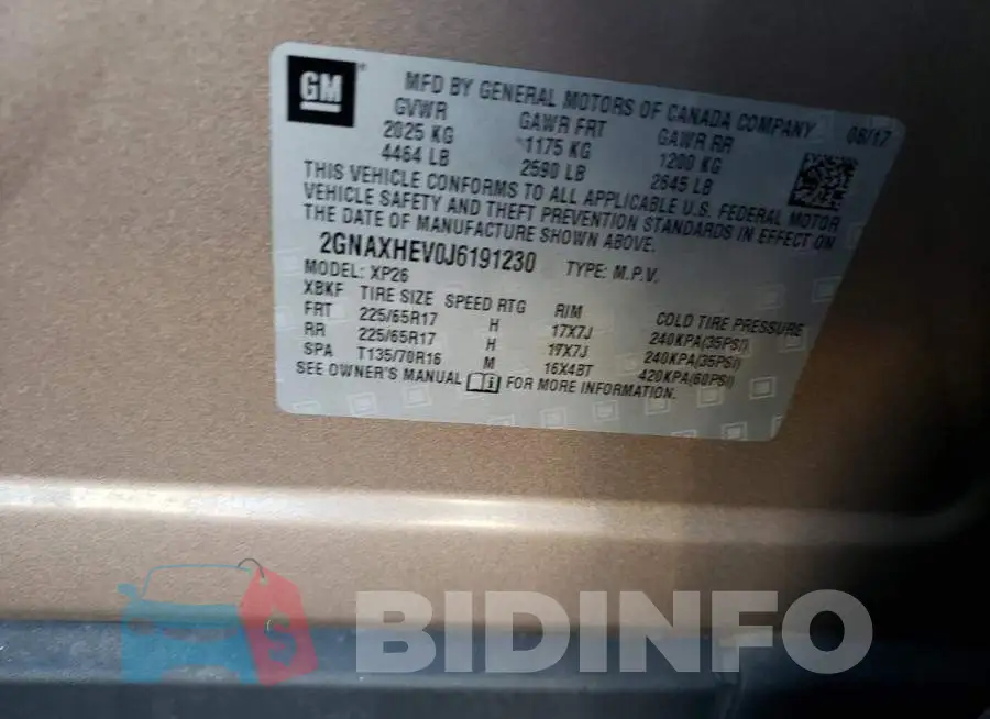 2GNAXHEV0J6191230 Photo# 10