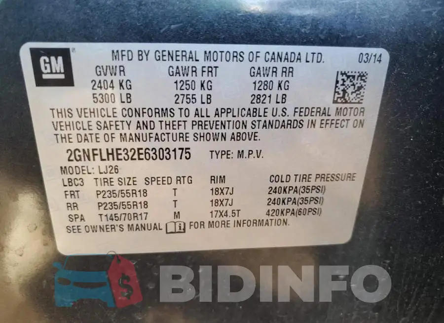 2GNFLHE32E6303175 Photo# 13
