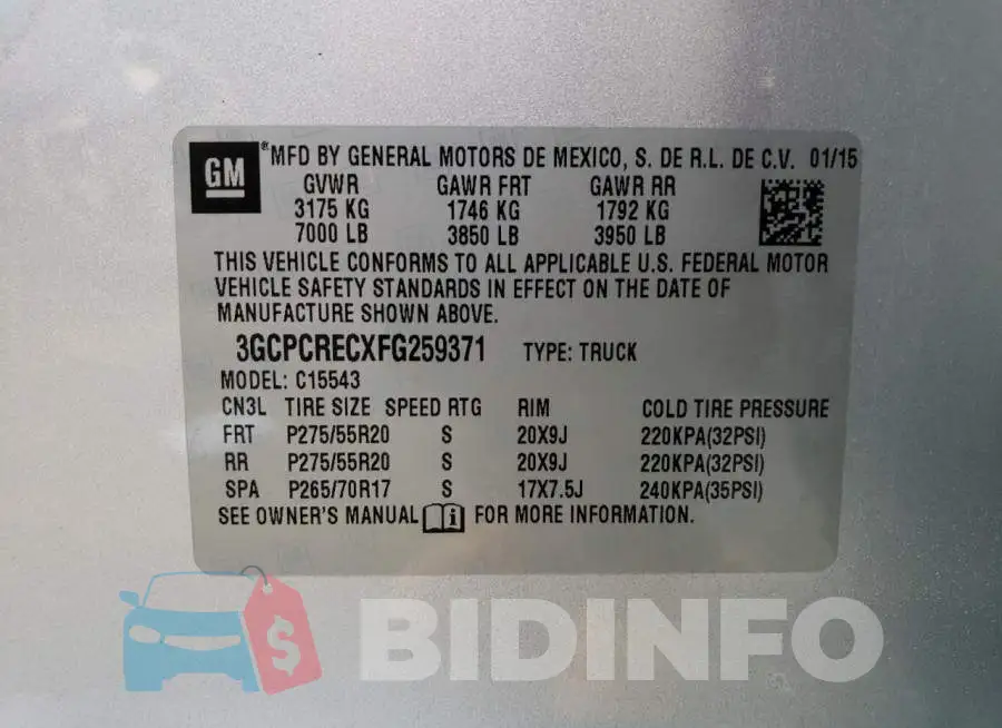 3GCPCRECXFG259371 Photo# 10