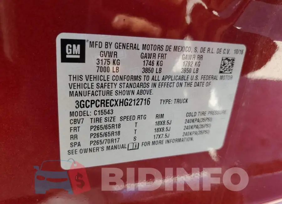 3GCPCRECXHG212716 Photo# 10