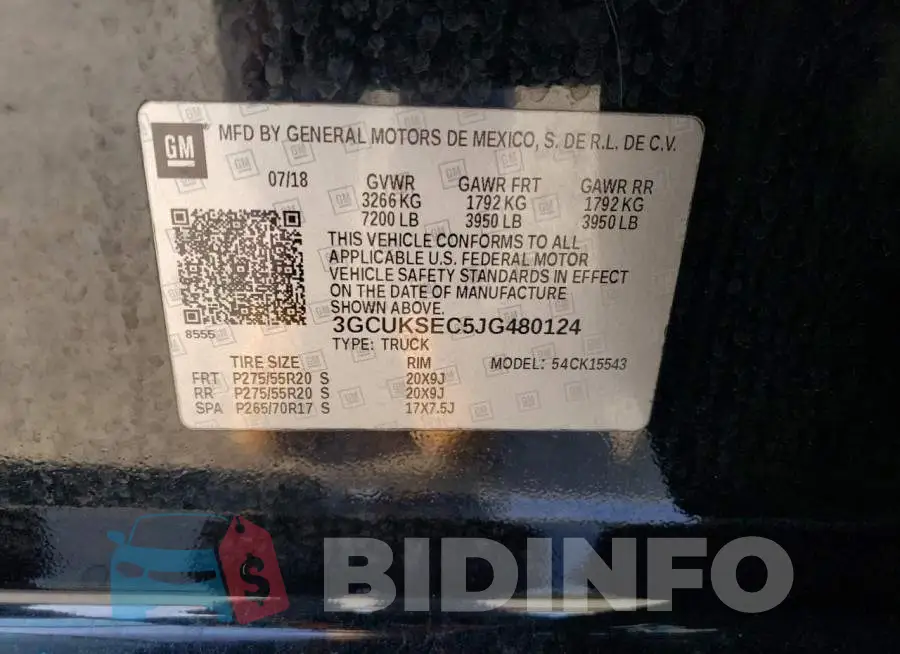 3GCUKSEC5JG480124 Photo# 14