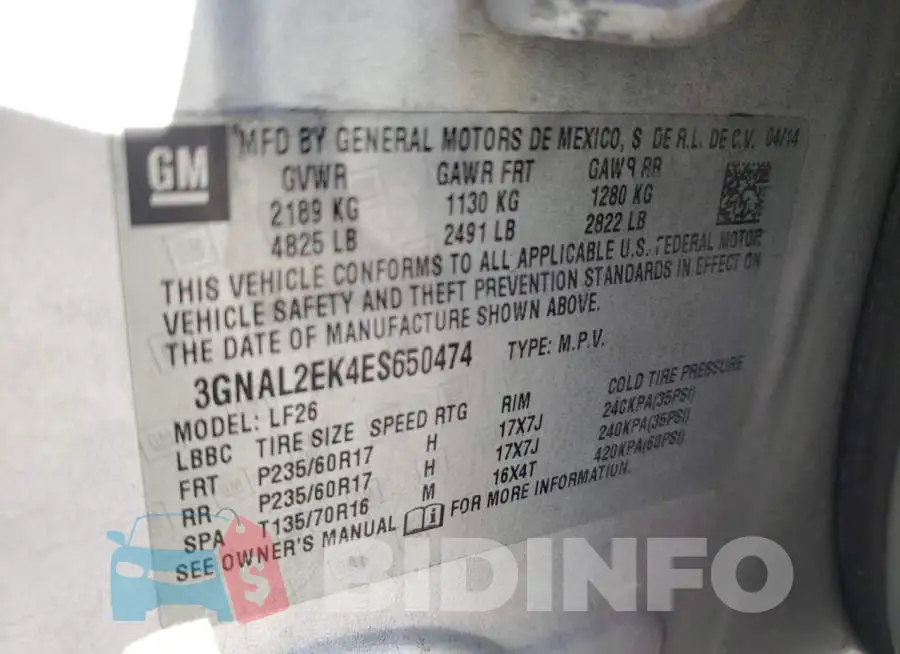 3GNAL2EK4ES650474 Photo# 13