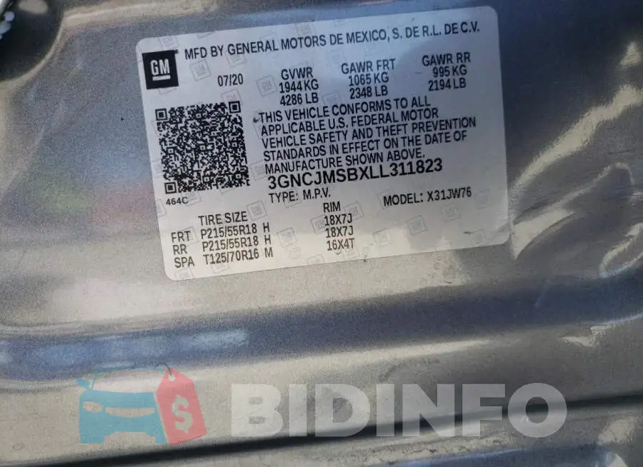 3GNCJMSBXLL311823 Photo# 10