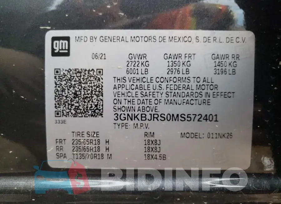 3GNKBJRS0MS572401 Photo# 13
