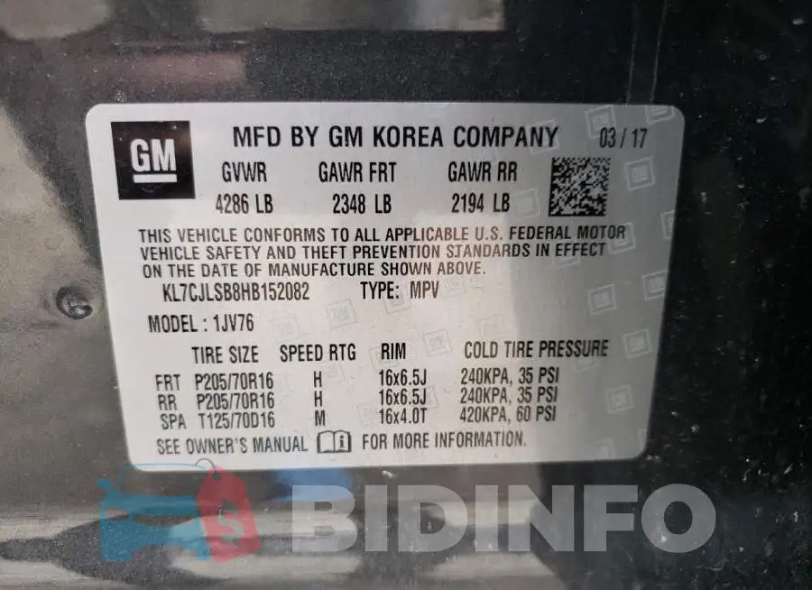 KL7CJLSB8HB152082 Photo# 10