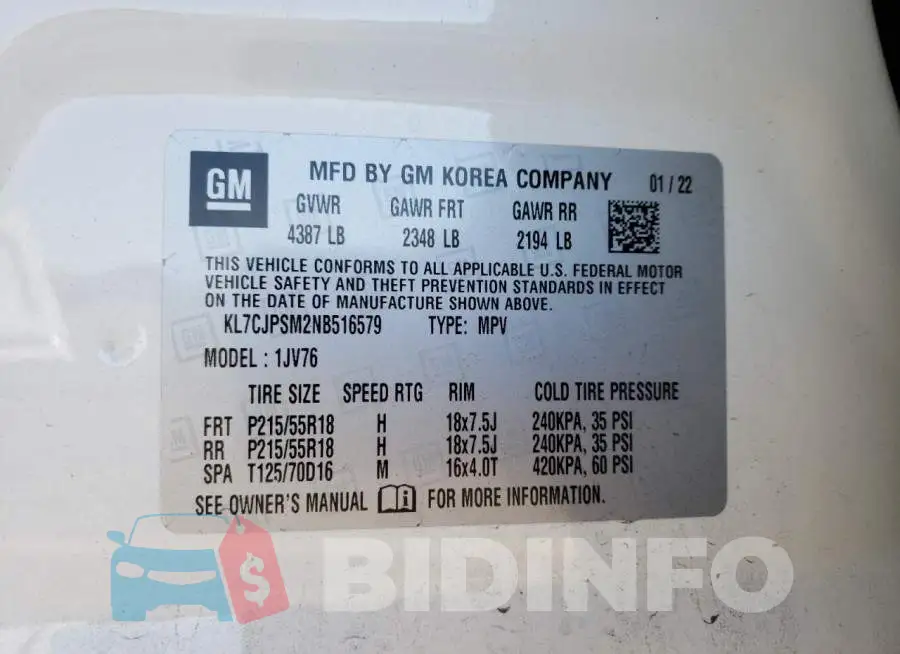 KL7CJPSM2NB516579 Photo# 10