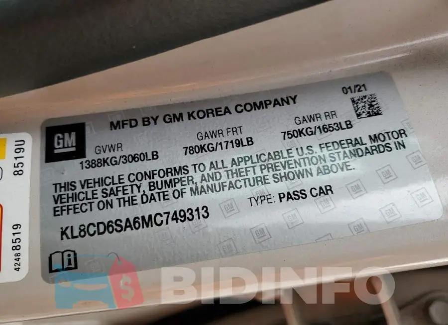 KL8CD6SA6MC749313 Photo# 12