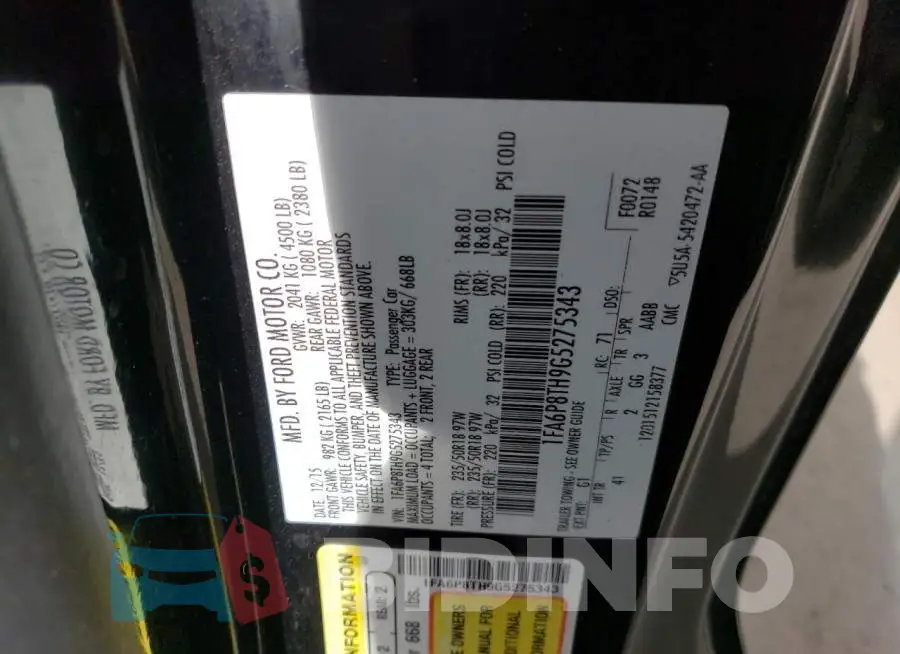 1FA6P8TH9G5275343 Photo# 10