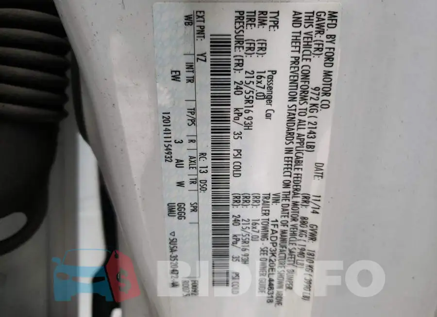 1FADP3K20EL446318 Photo# 12