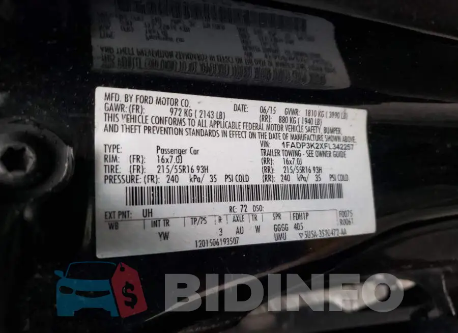 1FADP3K2XFL342257 Photo# 10