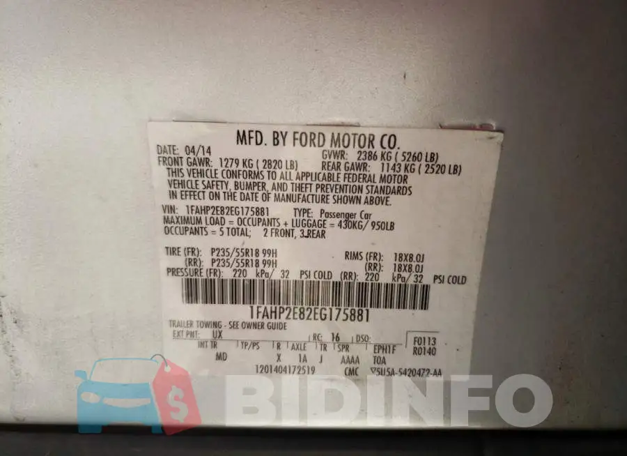 1FAHP2E82EG175881 Photo# 10