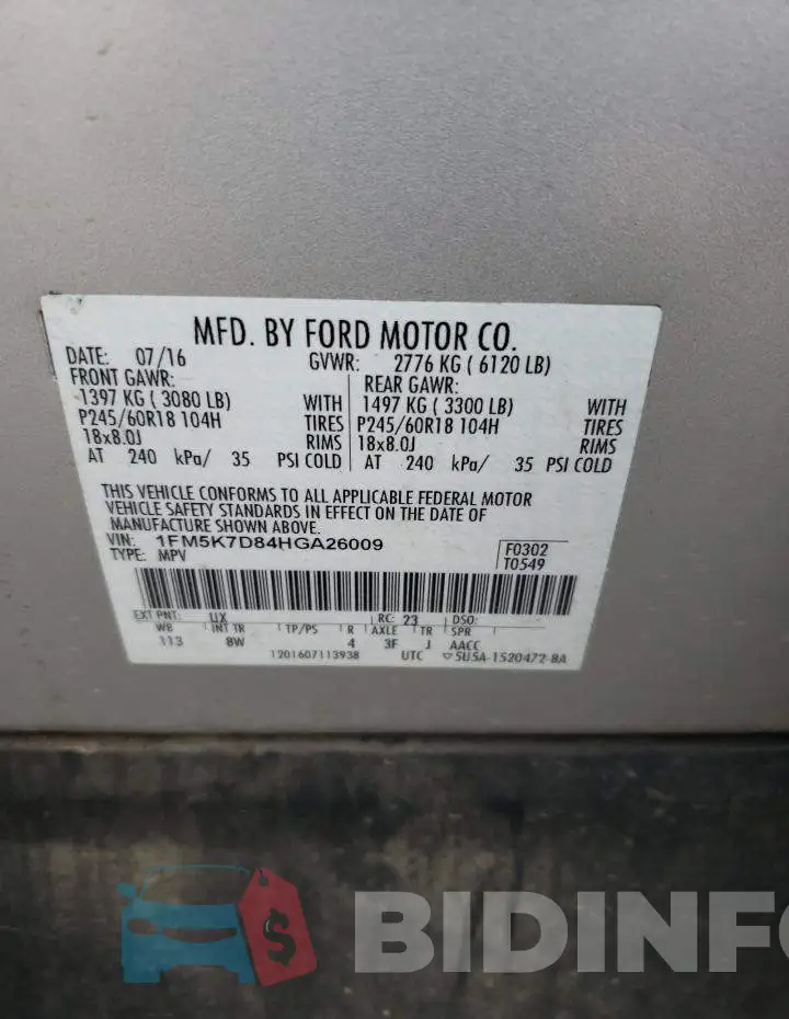 1FM5K7D84HGA26009 Photo# 14