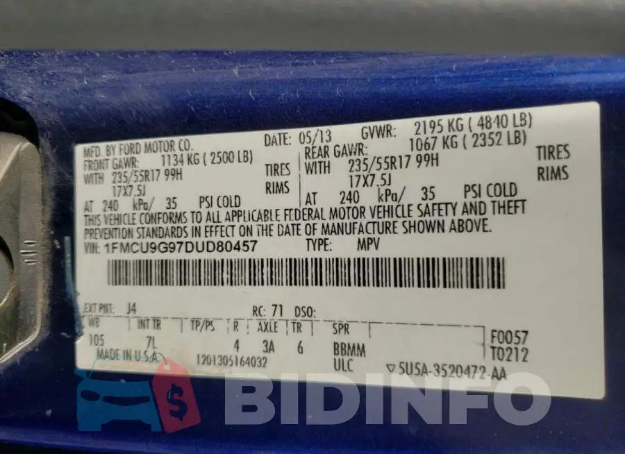 1FMCU9G97DUD80457 Photo# 12