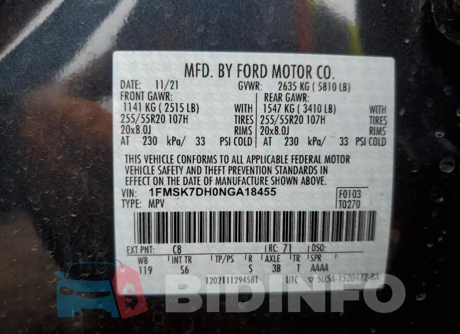 1FMSK7DH0NGA18455 Photo# 10