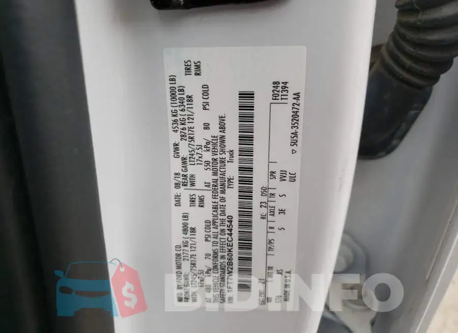 1FT7W2B60KEC44540 Photo# 10