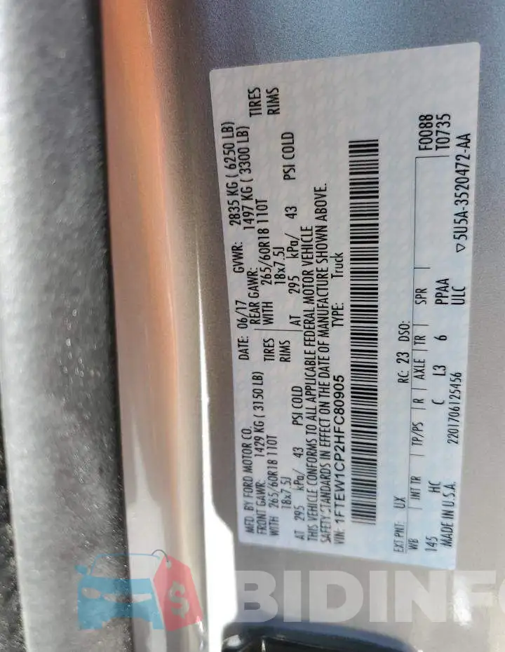 1FTEW1CP2HFC80905 Photo# 10
