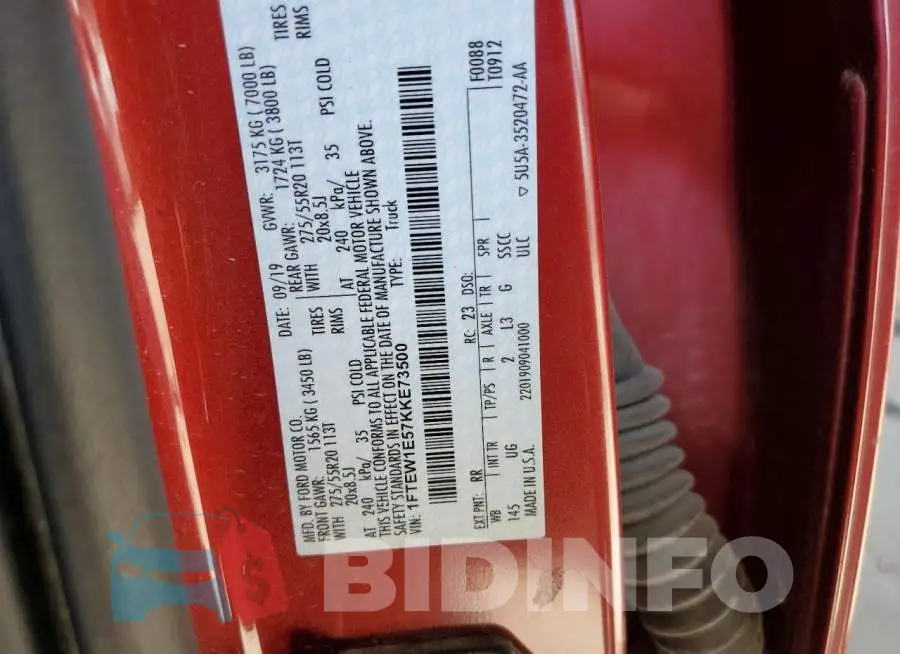 1FTEW1E57KKE73500 Photo# 10