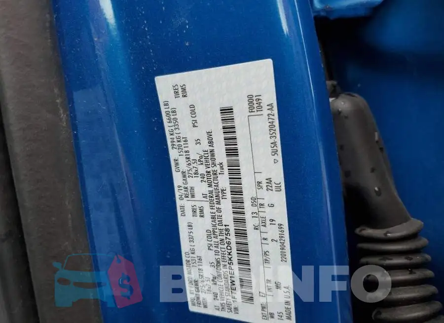 1FTEW1EP5KKD67581 Photo# 12