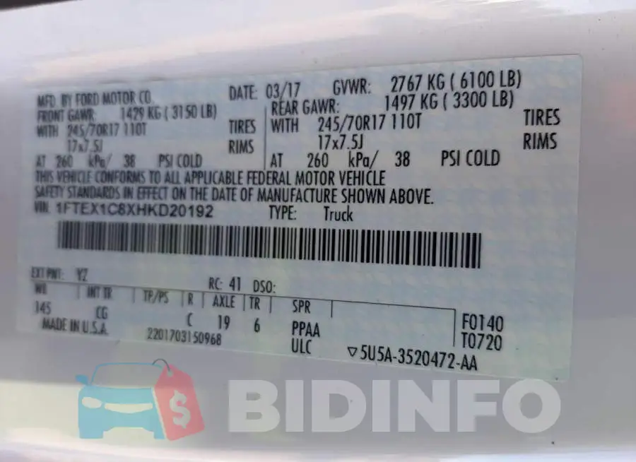 1FTEX1C8XHKD20192 Photo# 13
