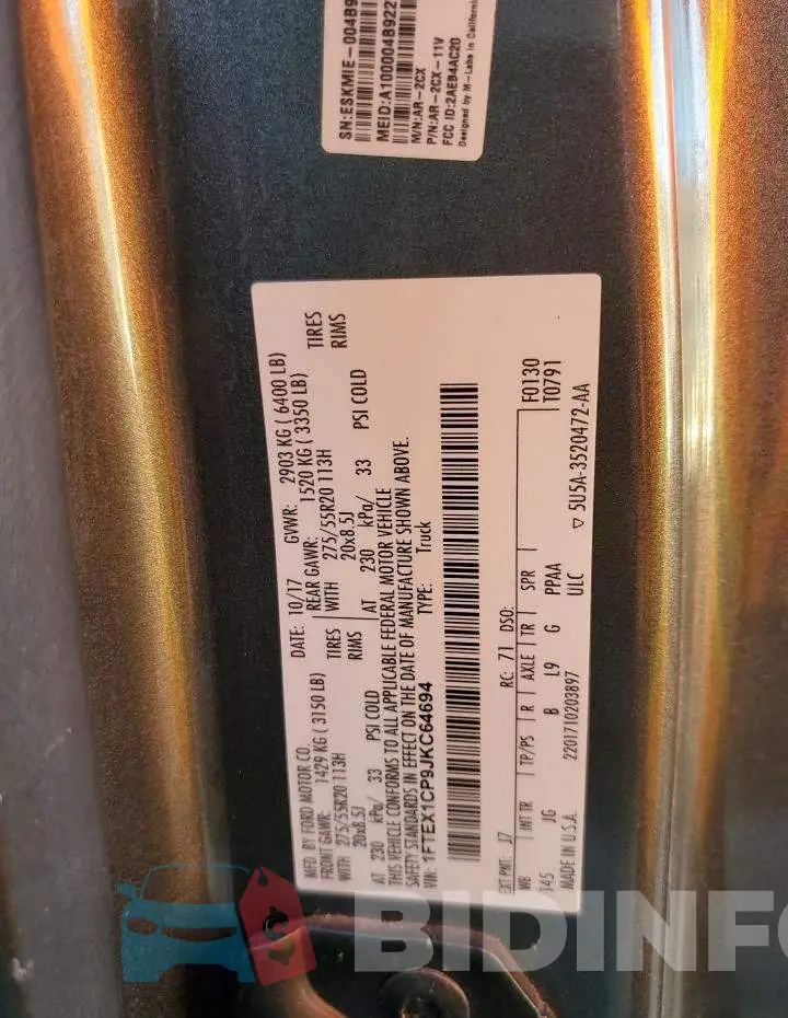 1FTEX1CP9JKC64694 Photo# 13