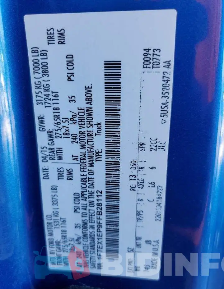 1FTEX1EP9FFB28112 Photo# 10