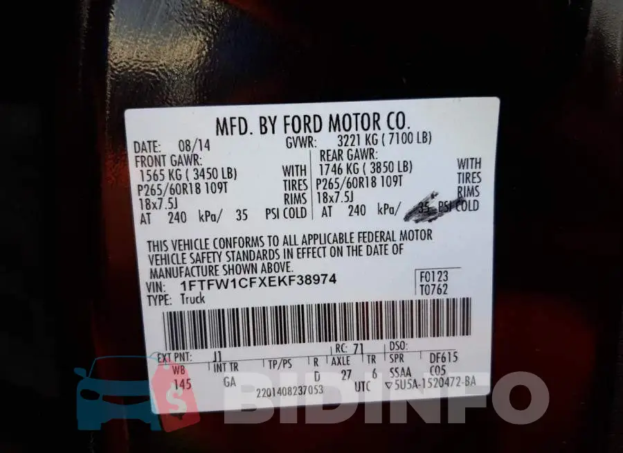 1FTFW1CFXEKF38974 Photo# 12