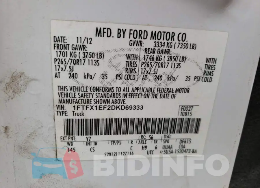 1FTFX1EF2DKD69333 Photo# 10