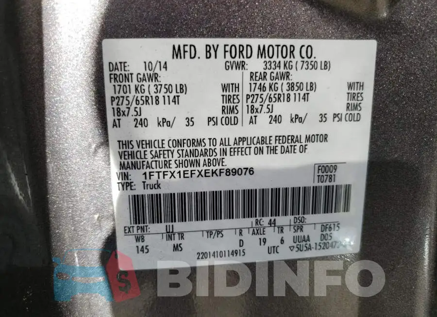 1FTFX1EFXEKF89076 Photo# 10